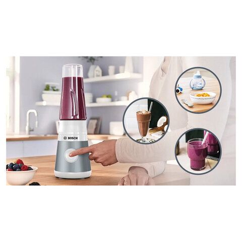 Блендер стационарный BOSCH MMB2111T, 450Вт, 1 скорость, чаша 0,6л, пластик, серебрист