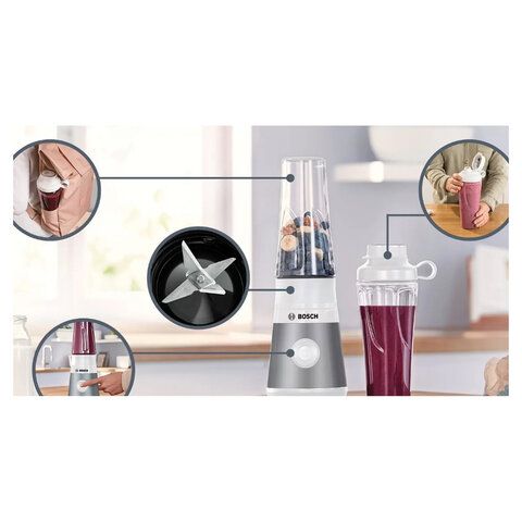 Блендер стационарный BOSCH MMB2111T, 450Вт, 1 скорость, чаша 0,6л, пластик, серебрист