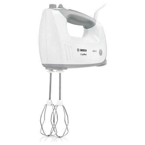 Миксер BOSCH MFQ 36480, 450Вт, 5 скоростей, 6 насадок, стакан, белый, MFQ36480