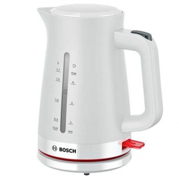 Чайник BOSCH TWK3M121, 1,7л, 2400Вт, закрытый нагревательный элемент, пластик, белый