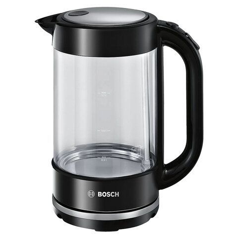 Чайник BOSCH TWK70B03, 1,7 л, 2400 Вт, закрытый нагревательный элемент, стекло, черны