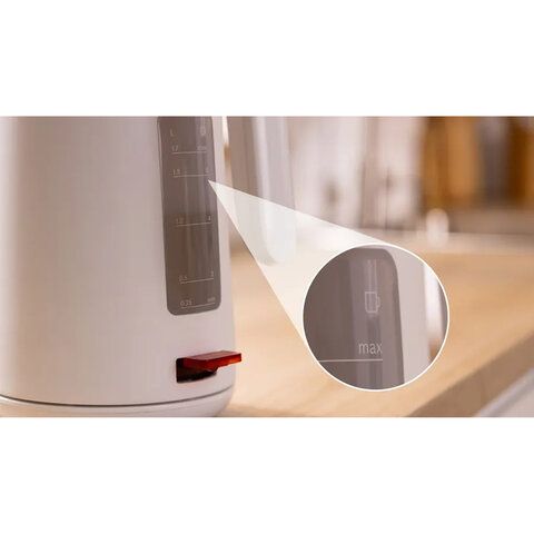 Чайник BOSCH TWK2M161, 1,7л, 2400Вт, закрытый нагревательный элемент, белый