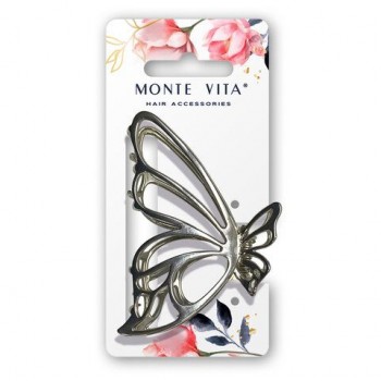 Краб для волос 7,5 см, серебристый MONTE VITA 12 шт. код 1С, 458821