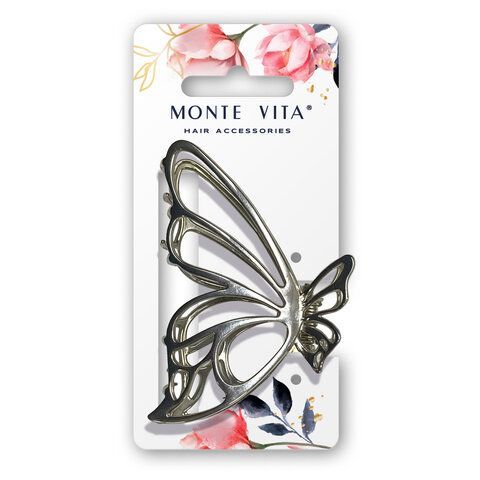 Краб для волос 7,5 см, серебристый MONTE VITA 12 шт. код 1С, 458821