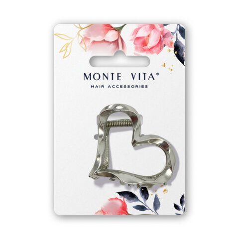 Краб для волос 6 см, серебристый MONTE VITA 12 шт. код 1С, 458822