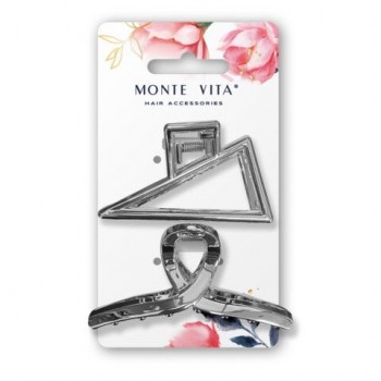 Краб для волос НАБОР 2 шт. 7см., глянцевый, серебристый MONTE VITA 12 шт. код 1С, 458825