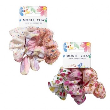 Резинки для волос, НАБОР 3 шт, диаметр 9 см, скранч, ассорти, MONTE VITA, 458827