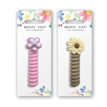 Резинка-пружинка с декоративным элементом, 7,5*3 см, ассорти, MONTE VITA 12 шт., 458830