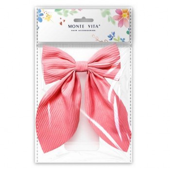 Бант для волос на заколке, 13*7*21 см, розовый, MONTE VITA 12 шт., 458835