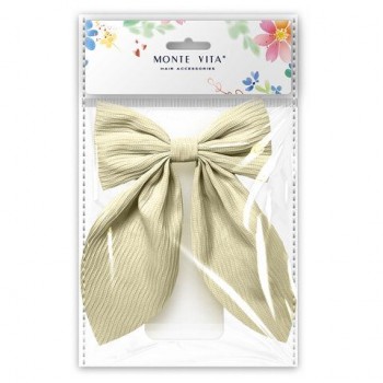 Бант для волос на заколке, 13*7*21 см, бежевый, MONTE VITA 12 шт., 458836