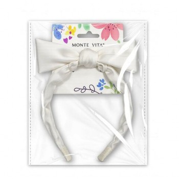 Ободок для волос с бантиком, 6,5 см, белый MONTE VITA 12 шт., 458854