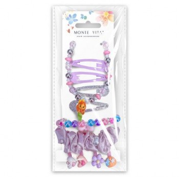 Резинка для волос (скранч) с заколками, ожерельем, колечками и браслетом, НАБОР, MONTE VITA, 458861