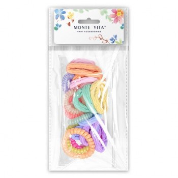 Резинки для волос (19 шт) с зажимами (6 шт), КОСМЕТИЧКА В ПОДАРОК, MONTE VITA, 458862