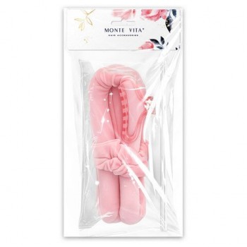 Бигуди мягкие, бархатные 2 резинки краб для волос КОСМЕТИЧКА В ПОДАРОК розовые MONTE, 458864