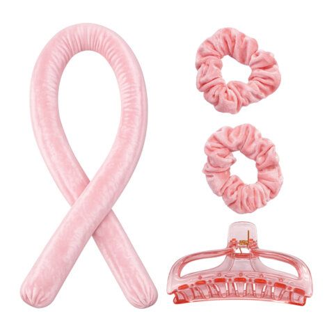 Бигуди мягкие, бархатные 2 резинки краб для волос КОСМЕТИЧКА В ПОДАРОК розовые MONTE, 458864