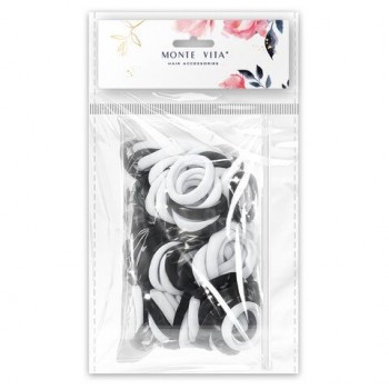 Резинки для волос НАБОР 100 шт, 4 см, черные/белые, КОСМЕТИЧКА В ПОДАРОК, MONTE VITA, 458871