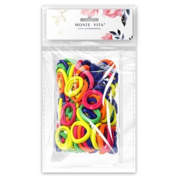 Резинки для волос НАБОР 100 шт, 4 см, яркие цвета, КОСМЕТИЧКА В ПОДАРОК, MONTE VITA, 458872