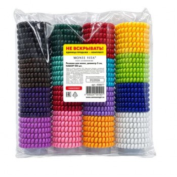 Резинки для волос НАБОР 100 шт, 5 см, пружинки, яркие цвета, MONTE VITA, 458877