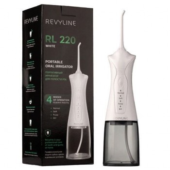 Ирригатор для полости рта REVYLINE RL 220, емкость резервуара 0,3 л, 2 насадки, белый, 7943