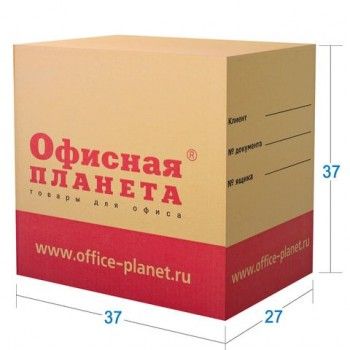 Гофроящик с логотипом, длина 370 х ширина 270 х высота 370 мм, марка Т22, профиль В, ОФИСНАЯ ПЛАНЕТА 20 шт., малый, 500372