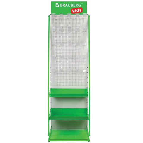 Стойка для размещения товара напольная BRAUBERG KIDS, 2050x600x500 мм, 25 крючков, 3 полки, 506321