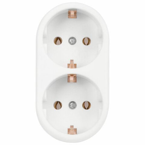 Сетевой разветвитель SONNEN U-020G, 2 розетки, с заземлением, 16 А, белый, 511442