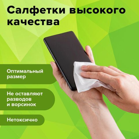 Салфетки для экранов, стекол и пластика универсальные STAFF &quot;EVERYDAY&quot;, туба 100 шт., влажные, 512657