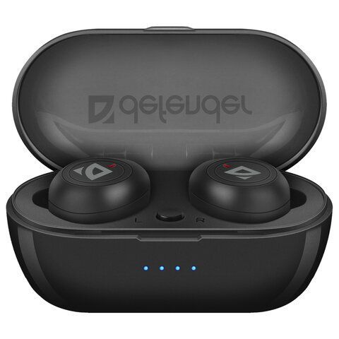 Наушники с микрофоном (гарнитура) DEFENDER TWINS 638, Bluetooth, беспроводные, черные, 63638