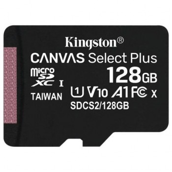 Карта памяти microSDXC 128GB KINGSTON Canvas Select Plus UHS-I U1, 100 Мб/с (class 10), SDCS2/128GBSP