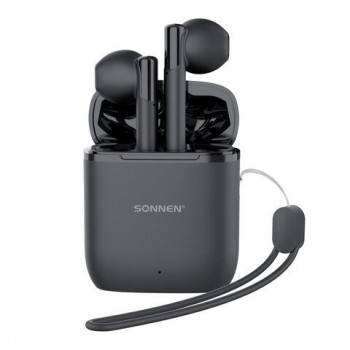 Наушники беспроводные TWS вкладыши с микрофоном, SONNEN EP-BH10B, bluetooth 5.3, черные, 514122