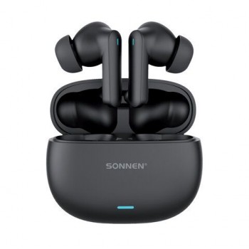 Наушники беспроводные TWS внутриканальные, гибридное шумоподавление ANC+ENC, SONNEN PREMIUM EP-BH33B, bluetooth 5.3, черные, 514123
