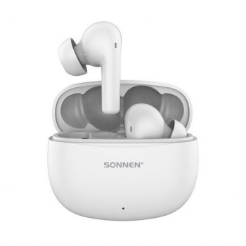 Наушники беспроводные TWS внутриканальные, гибридное шумоподавление ANC+ENC, SONNEN PREMIUM EP-BH34W, bluetooth 5.3, белые, 514124