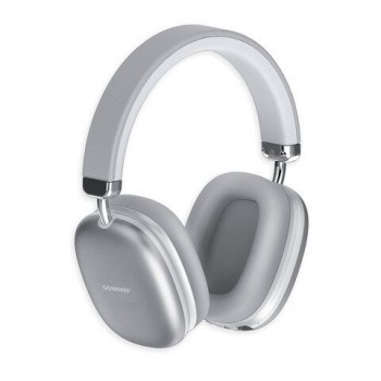 Наушники беспроводные накладные полноразмерные раздвижные мультирежимные, SONNEN HP-B12S, BT 5.1, серебристые, 514127