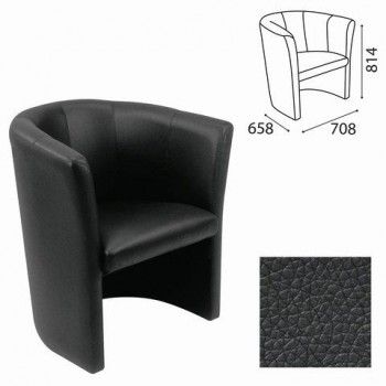 Кресло "Club", 814х708х658 мм, c подлокотниками, кожзам, черное