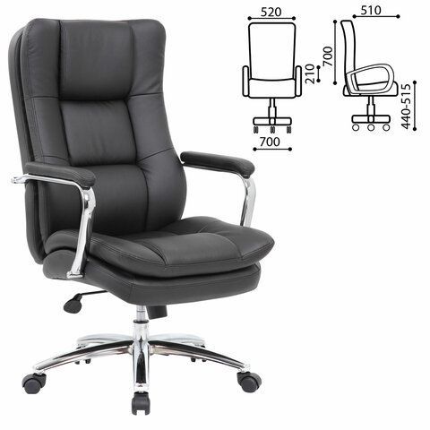 Кресло офисное BRABIX PREMIUM &quot;Amadeus EX-507&quot;, экокожа, хром, черное, 530879