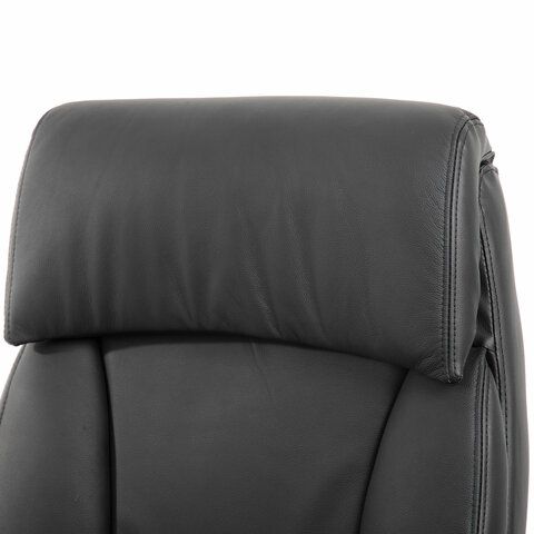 Кресло из натуральной кожи BRABIX PREMIUM &quot;Phaeton EX-502&quot;, хром, черное, 530882
