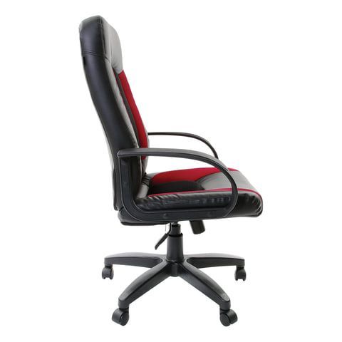 Кресло офисное BRABIX &quot;Strike EX-525&quot;, экокожа черная, ткань черная/бордовая, TW, 531379