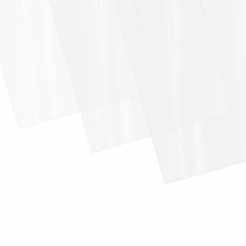 Обложки пластиковые для переплета, А4, КОМПЛЕКТ 100 шт., 200 мкм, прозрачные, ОФИСМАГ, 531448