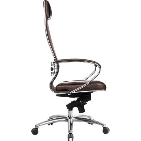 Кресло офисное МЕТТА &quot;SAMURAI&quot; SL-1.04, сверхпрочная ткань-сетка/экокожа, темно-коричневое