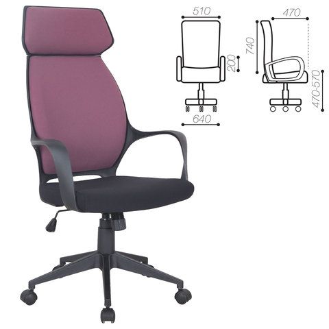 Кресло офисное BRABIX PREMIUM &quot;Galaxy EX-519&quot;, ткань, черное/терракотовое, 531570