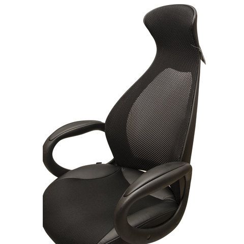 Кресло офисное BRABIX PREMIUM &quot;Genesis EX-517&quot;, пластик черный, ткань/экокожа/сетка черная, 531574