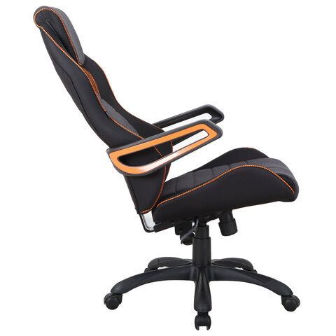 Кресло компьютерное BRABIX &quot;Techno Pro GM-003&quot;, ткань, черное/серое, вставки оранжевые, 531813