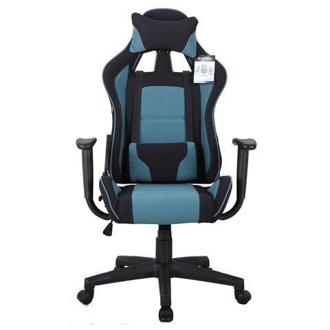 Кресло компьютерное BRABIX &quot;GT Racer GM-100&quot;, две подушки, ткань, черное/голубое, 531818