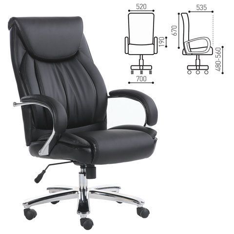 Кресло офисное BRABIX PREMIUM &quot;Advance EX-575&quot;, хром, экокожа, черное, 531825