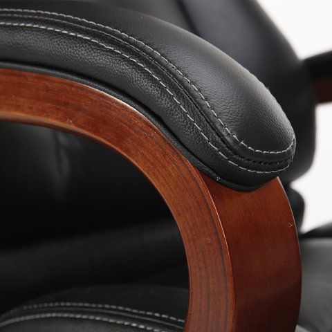 Кресло из натуральной кожи BRABIX PREMIUM &quot;Infinity EX-707&quot;, дерево, черное, 531826