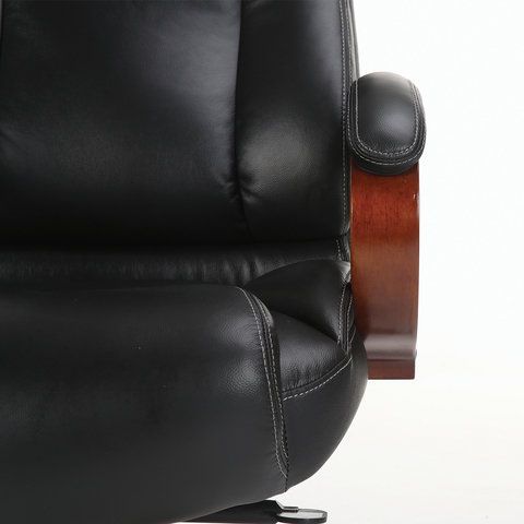 Кресло из натуральной кожи BRABIX PREMIUM &quot;Infinity EX-707&quot;, дерево, черное, 531826