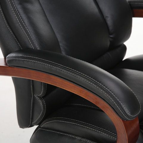 Кресло из натуральной кожи BRABIX PREMIUM &quot;Infinity EX-707&quot;, дерево, черное, 531826