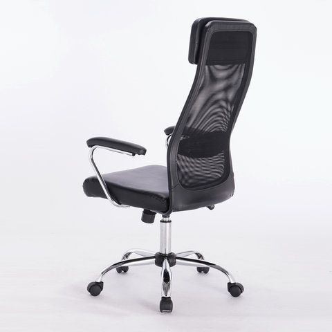Кресло офисное BRABIX &quot;Flight EX-540&quot;, хром, экокожа, сетка, черное, 531850