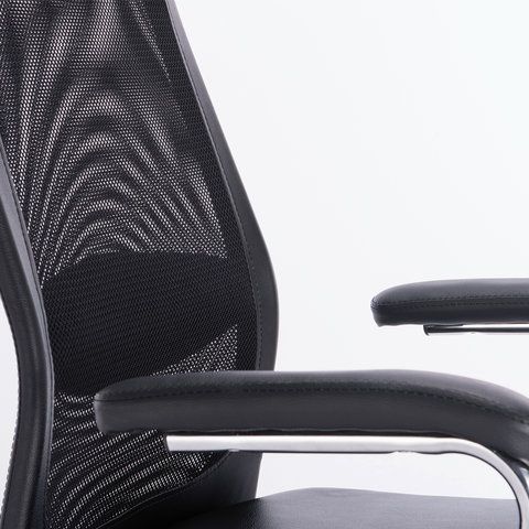 Кресло офисное BRABIX &quot;Flight EX-540&quot;, хром, экокожа, сетка, черное, 531850