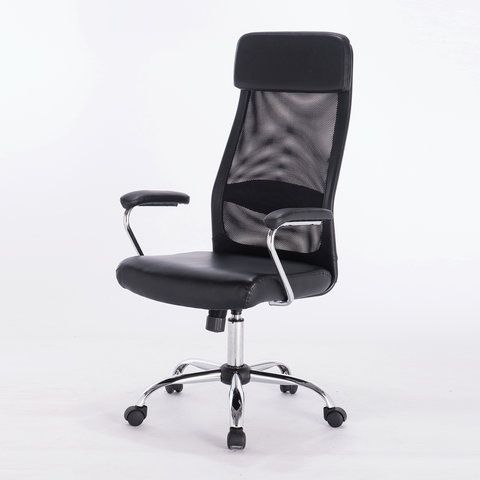 Кресло офисное BRABIX &quot;Flight EX-540&quot;, хром, экокожа, сетка, черное, 531850